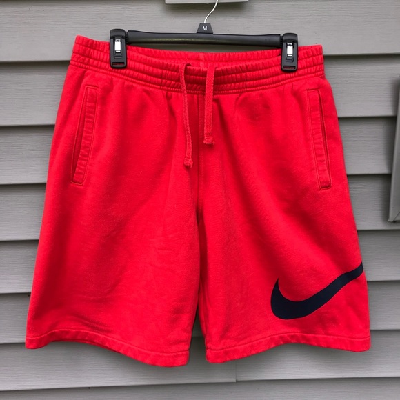 red nike cotton shorts